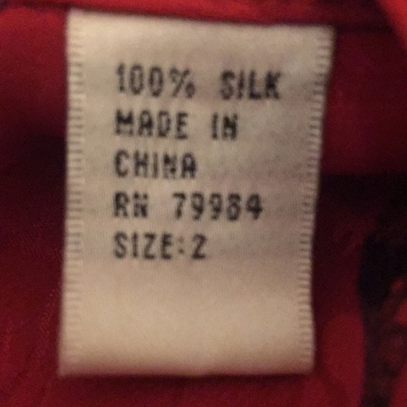 Vintage CHICO’S DESIGNS Silk Asian Style Graphic Design Side Split Lightweight - Picture 15 of 16